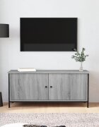 vidaXL ТВ шкаф с врати сив сонома 102x35x45 см инженерно дърво