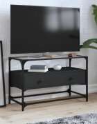 vidaXL ТВ шкаф със стъклен плот черен 80x35x51 см инженерно дърво