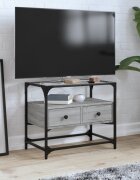 vidaXL ТВ шкаф със стъклен плот сив сонома 60x35x51 см инженерно дърво