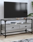 vidaXL ТВ шкаф със стъклен плот сив сонома 98x35x51 см инженерно дърво
