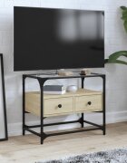 vidaXL ТВ шкаф със стъклен плот сонома дъб 60x35x51 см инженерно дърво
