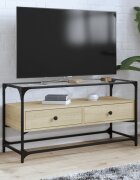 vidaXL ТВ шкаф със стъклен плот сонома дъб 98x35x51 см инженерно дърво