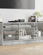 vidaXL ТВ шкаф със стъклени врати бетонно сив 102x37x42 cm