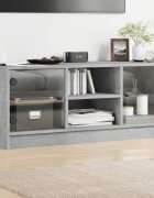vidaXL ТВ шкаф със стъклени врати бетонно сив 102x37x42 cm