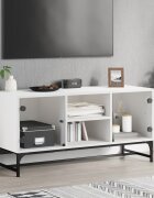vidaXL ТВ шкаф със стъклени врати бял 102x37x50 см