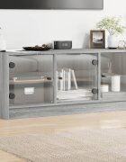 vidaXL ТВ шкаф със стъклени врати сив сонома 102x37x42 см