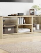 vidaXL ТВ шкаф със стъклени врати сонома дъб 102x37x42 см