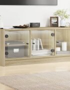 vidaXL ТВ шкаф със стъклени врати сонома дъб 102x37x42 см
