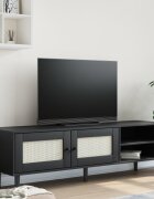 vidaXL ТВ шкаф SENJA ратанова визия черен 158x40x49 см бор масив