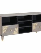 vidaXL ТВ шкаф Сив 100 x 33 x 46 см Солидно мангово дърво