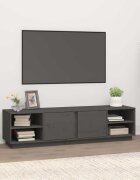 vidaXL ТВ шкаф сив 156x40x40 см бор масив
