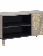 vidaXL ТВ шкаф Сив 80 x 33 x 46 см Солидно мангово дърво