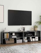 vidaXL ТВ шкаф сив гланц 149x30x52 см инженерно дърво