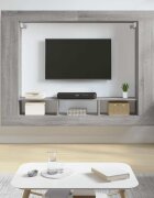 vidaXL ТВ шкаф сив сонома 152x22x113 см инженерно дърво