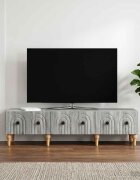 vidaXL ТВ шкаф Сива сонома 147 x 345 x 30 см Инженерна дървесина