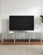 vidaXL ТВ шкаф Сива сонома 147 x 345 x 30 см Инженерна дървесина