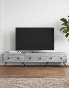 vidaXL ТВ шкаф Сива сонома 147 x 345 x 30 см Инженерна дървесина