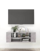 vidaXL ТВ шкаф за стенен монтаж бетонно сив 102x35x35 см