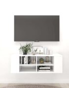 vidaXL ТВ шкаф за стенен монтаж бял 102x35x35 см инженерно дърво