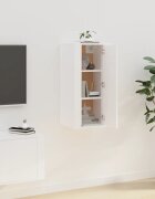 vidaXL ТВ шкаф за стенен монтаж бял 40x345x80 см