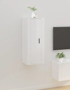 vidaXL ТВ шкаф за стенен монтаж бял гланц 40x345x100 см