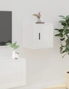 vidaXL ТВ шкаф за стенен монтаж бял гланц 40x345x40 см