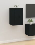 vidaXL ТВ шкаф за стенен монтаж черно 40x345x60см