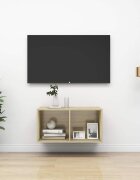 vidaXL ТВ шкаф за стенен монтаж дъб сонома 37x37x72 см инженерно дърво
