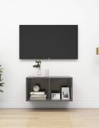 vidaXL ТВ шкаф за стенен монтаж сив гланц 37x37x72см инженерно дърво