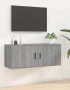vidaXL ТВ шкаф за стенен монтаж сив сонома 100x345x40 см