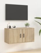 vidaXL ТВ шкаф за стенен монтаж сонома дъб 80x345x40 см