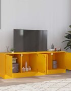 vidaXL ТВ шкафове 2 бр горчица жълто 67x39x44 см стомана
