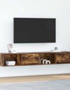 vidaXL ТВ шкафове 2 бр Опушен дъб 80x31x255 см инженерно дърво