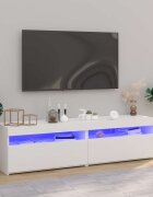 vidaXL ТВ шкафове 2 бр с LED осветление бели 75x35x40 см