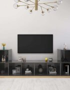 vidaXL ТВ шкафове 4 бр сив гланц 72x35x365 см инженерно дърво