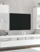 vidaXL ТВ шкафове с LED осветление 2 бр бели 405x30x90 см