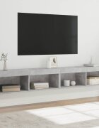 vidaXL ТВ шкафове с LED осветление 2 бр бетонно сиви 100x30x30 см