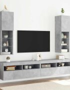 vidaXL ТВ шкафове с LED осветление 2 бр бетонно сиви 305x30x102 см