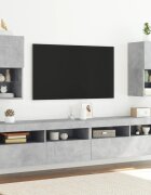 vidaXL ТВ шкафове с LED осветление 2 бр бетонно сиви 305x30x60 см