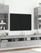 vidaXL ТВ шкафове с LED осветление 2 бр бетонно сиви 405x30x90 см