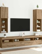 vidaXL ТВ шкафове с LED осветление 2 бр дъб артизан 305x30x102 см