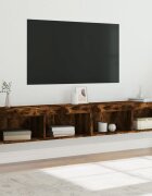 vidaXL ТВ шкафове с LED осветление 2 бр опушен дъб 100x30x30 см