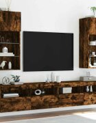 vidaXL ТВ шкафове с LED осветление 2 бр опушен дъб 405x30x90 см