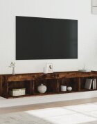 vidaXL ТВ шкафове с LED осветление 2 бр опушен дъб 80x30x30 см