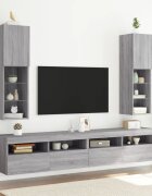 vidaXL ТВ шкафове с LED осветление 2 бр сив сонома 305x30x102 см