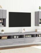 vidaXL ТВ шкафове с LED осветление 2 бр сив сонома 305x30x60 см