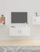vidaXL ТВ шкафове със стенен монтаж 2 бр бял гланц 40x345x40 см