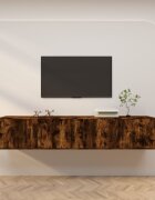 vidaXL ТВ шкафове със стенен монтаж 2 бр опушен дъб 100x345x40 см