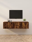 vidaXL ТВ шкафове със стенен монтаж 2 бр опушен дъб 80x345x40 см