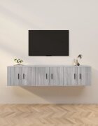 vidaXL ТВ шкафове със стенен монтаж 3 бр сив сонома 57x345x40 см